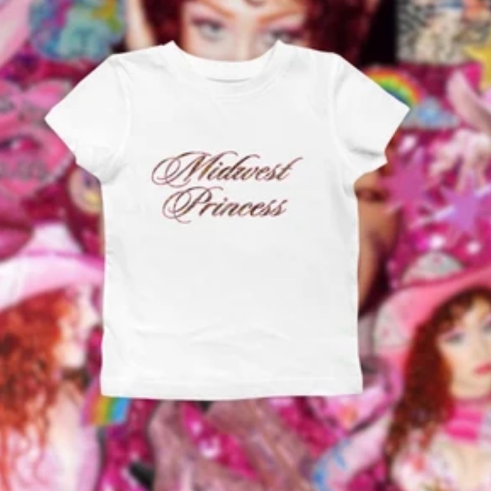 Chappel Roan Midwest Princess White Baby Tee